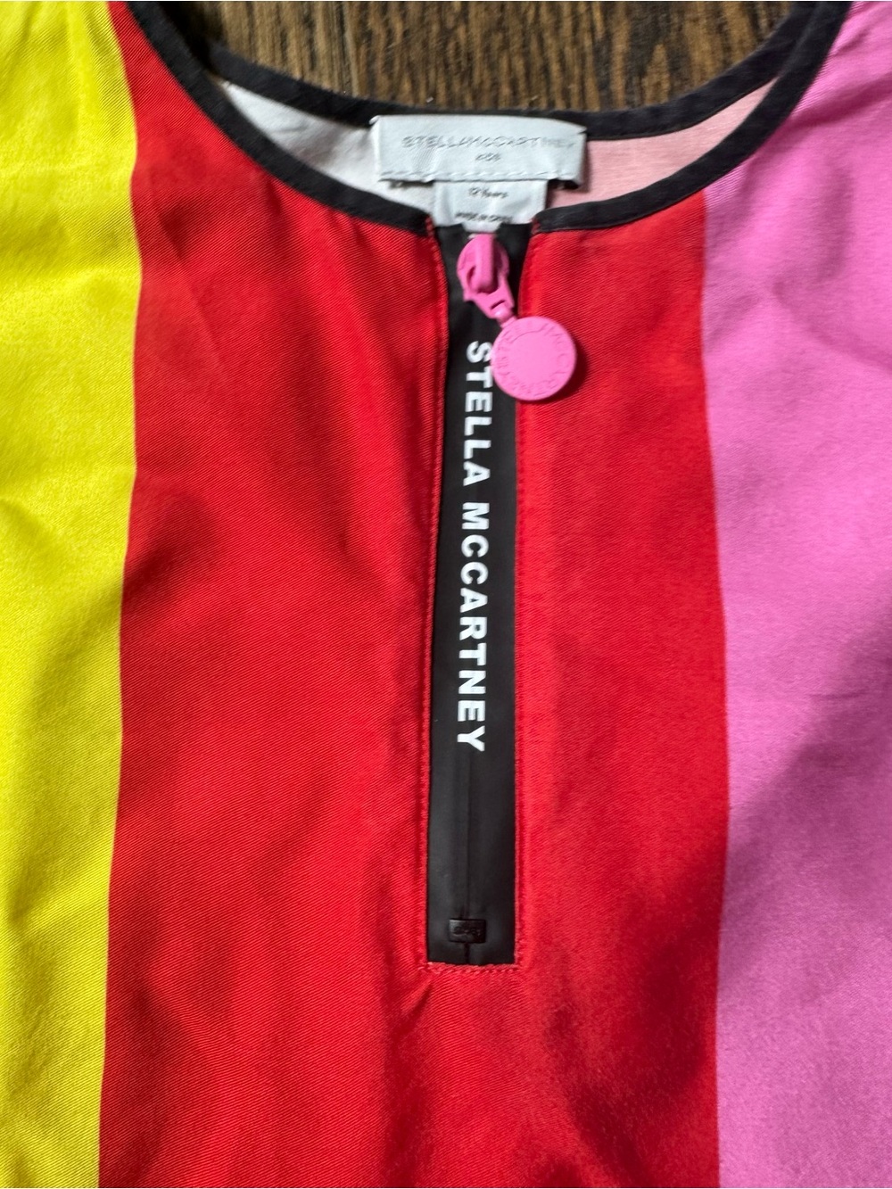 Stella McCartney long sleeve vibrant colorblock zip logo pocket pleat dress - Picture 5 of 7